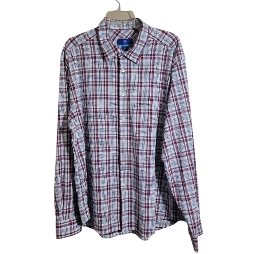 Egara performance nylon shirt men's XXL plaid button down long sleeve stretch